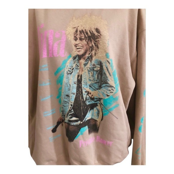 Tina Turner tan 1984 Private Dancer graphic print Concert sweatshirt size large - Picture 7 of 14